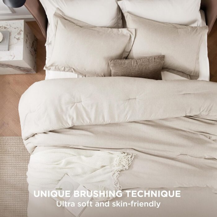 Bedsure Queen Comforter Set - Beige Comforter Queen Size - Image 3