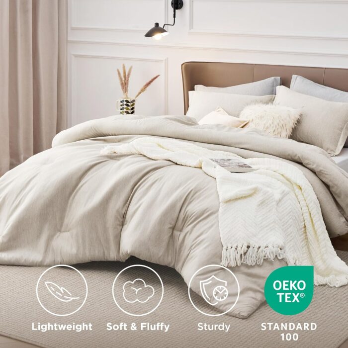Bedsure Queen Comforter Set - Beige Comforter Queen Size - Image 4